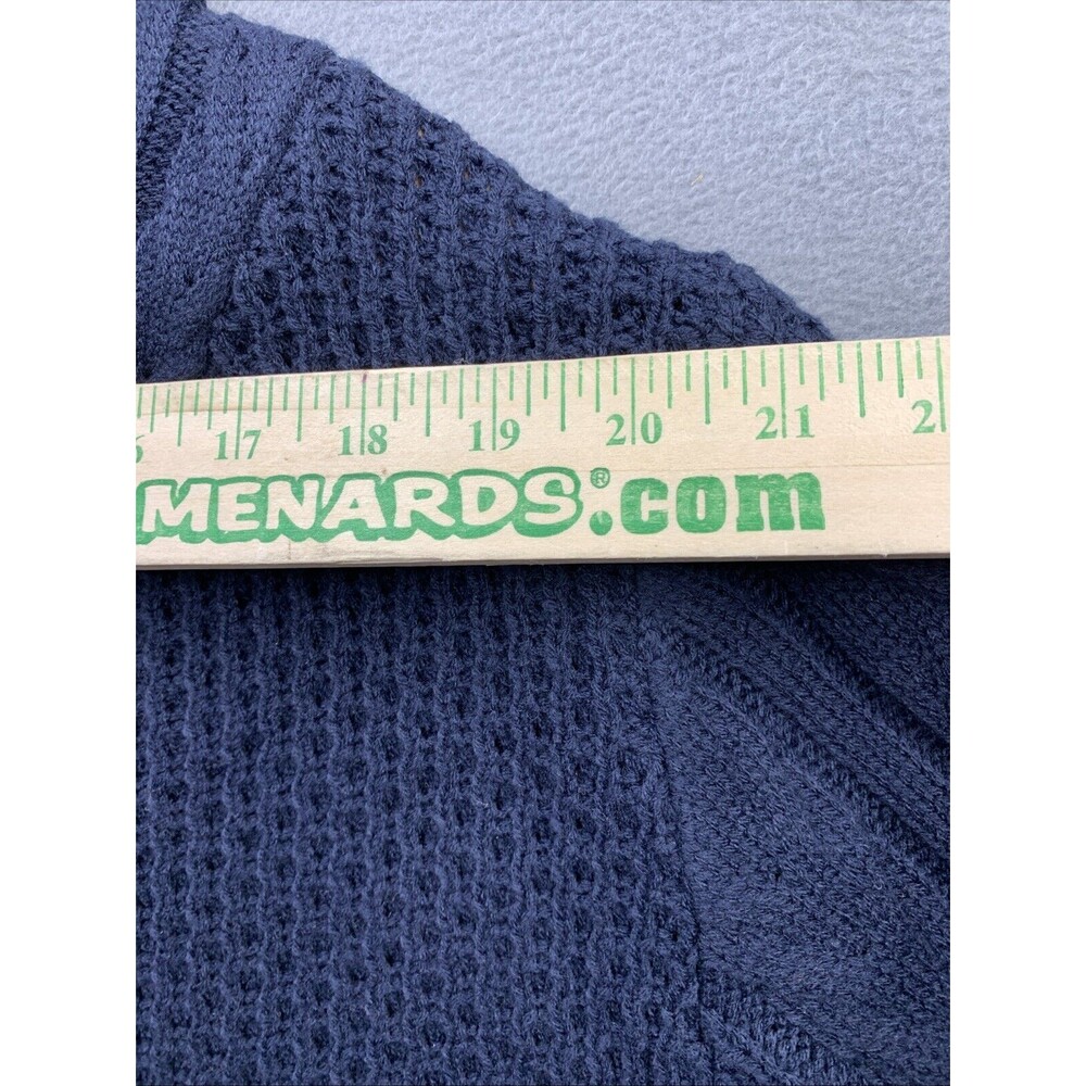 Mock Neck Chunky Knit Sweater Men’s Size L Blue Long Sleeves Pockets Toggles - Picture 4 of 13